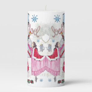 Elegant Christmas elements Hand Painted Pillar Candle