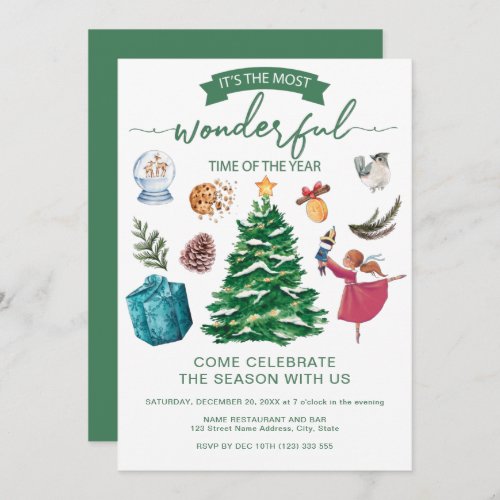 Elegant Christmas elements Party Invitation