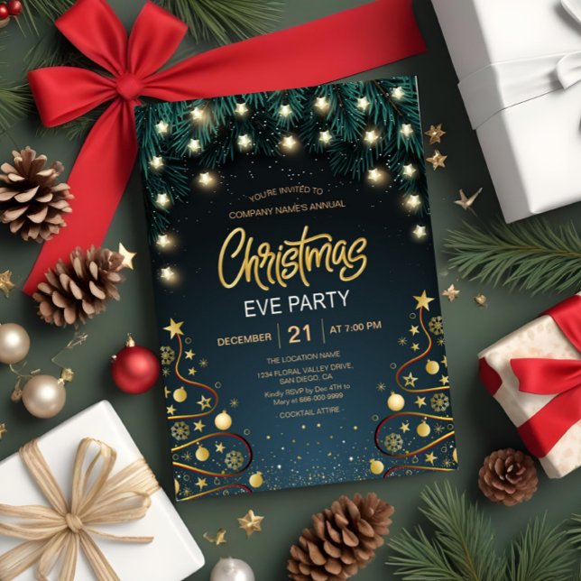 Elegant Christmas Eve Corporate Holiday Party Invitation (Elegant christmas eve corporate holiday party invitation)