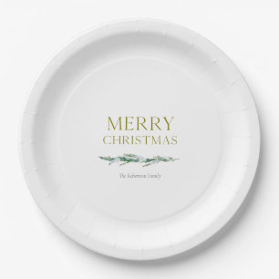 Elegant Christmas Evergreen Personalized  Paper Plates