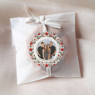 Elegant Christmas Family Photo Classic Round Sticker