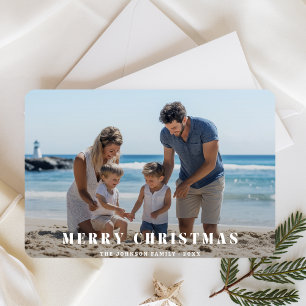 Elegant Christmas Family Photo Nautical Lighthouse Holiday Card