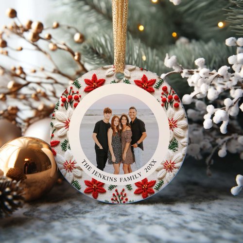 Elegant Christmas Family Photo Ornament