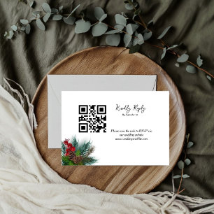 Elegant christmas fir  wedding Kindly RSVP Card