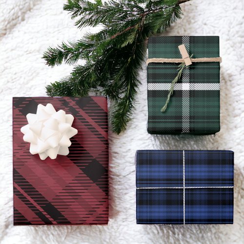 Elegant Christmas flannel plaid multi pattern Wrapping Paper Sheets