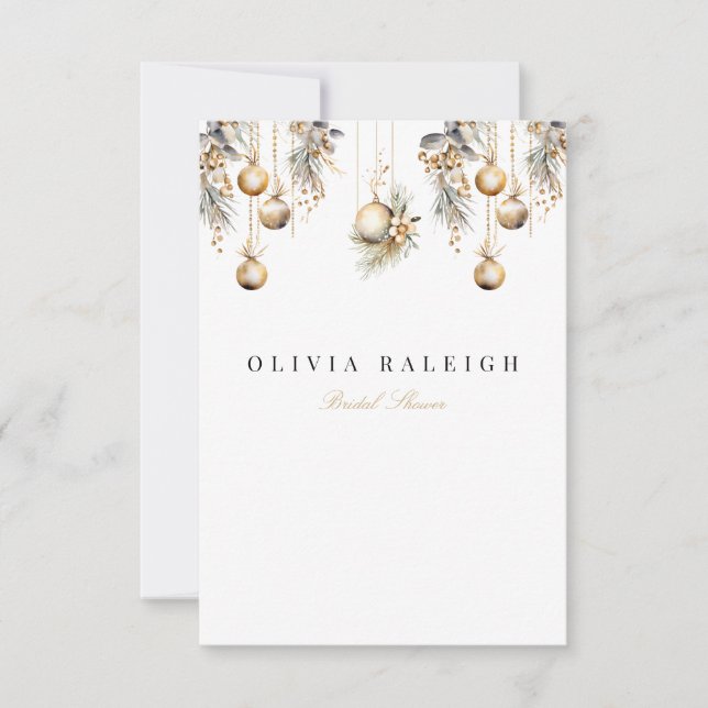 Elegant Christmas Floral Bridal Shower Invitation (Front)