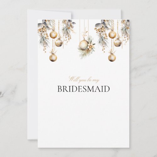 Elegant Christmas Floral Bridesmaid Proposal Card