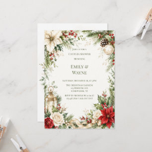 Elegant Christmas Floral Couples Shower Invitation