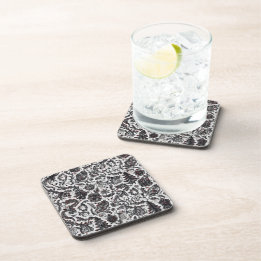 Elegant Christmas floral ornament pattern design Beverage Coaster