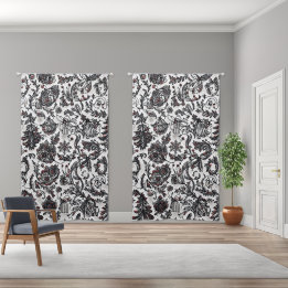 Elegant Christmas floral ornament pattern design Blackout Curtains