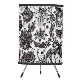 Elegant Christmas floral ornament pattern design Tripod Lamp