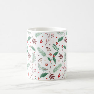Elegant Christmas Floral Pattern Classic Mug
