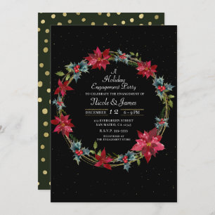 Elegant Christmas Floral Poinsettia Holiday Party Invitation