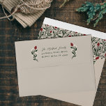 Elegant Christmas Floral Pre-Addressed Envelope<br><div class="desc">Add a special touch to your holiday greetings with these beautiful pre-addressed envelopes,  featuring simple hand drawn floral sprigs on the back flap,  along with your address. The inside contains a matching Christmas floral pattern in deep green,  burgundy red,  and ivory over a sand / beige background.</div>