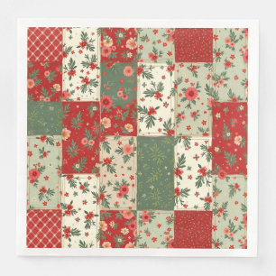 Elegant Christmas Floral Quilt Pattern Paper Dinner Napkins
