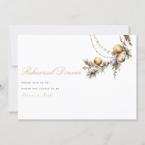 Elegant Christmas Floral Rehearsal Dinner Card