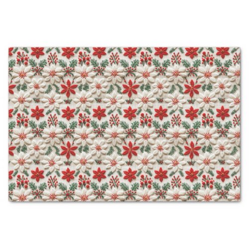 Elegant Christmas Floral   Tissue Paper