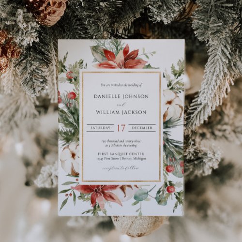 Elegant Christmas Floral Wedding Invitation