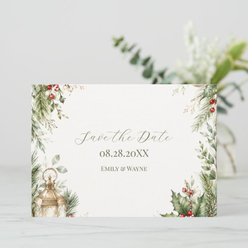 Elegant Christmas Floral Wedding Save The Date