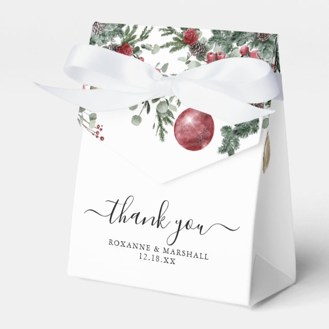 Elegant Christmas Floral Winter Wedding Favor Boxes (Front Side)