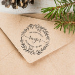 Elegant Christmas Floral Wreath Address Rubber Stamp<br><div class="desc">This design features your address in a classic curved text with your family name in an elegant handwritten calligraphy script font. An elegant wreath is wrapped around the address. More Christmas ideas at https://goo.gl/4CRGwp. If you need assistance,  please contact me. Designed by JMR Designs.</div>