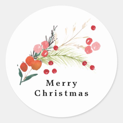 Elegant Christmas Florals Holiday Classic Round Sticker