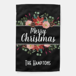 Elegant Christmas Flowers Merry Christmas Editable Garden Flag