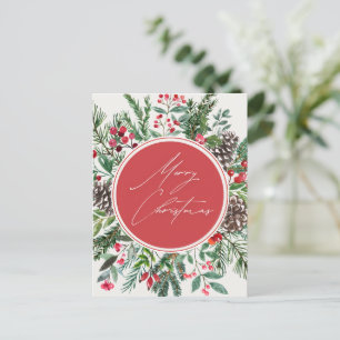 Elegant Christmas Foliage Holiday Postcard