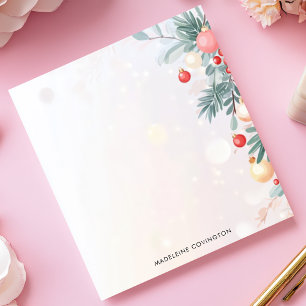 Elegant Christmas Foliage Personalized Name Notepad