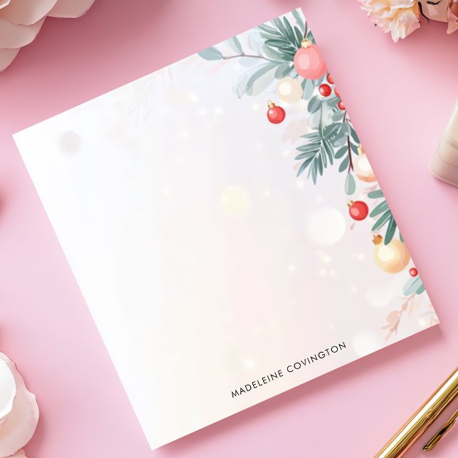 Elegant Christmas Foliage Personalized Name Notepad (Creator Uploaded)