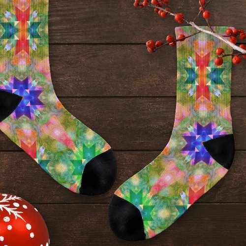 Elegant Christmas Fractal Pattern Socks