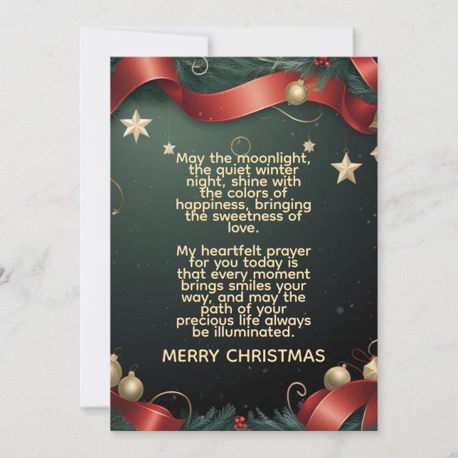 Elegant Christmas Frame Background with Gold Stars Holiday Card (Front)