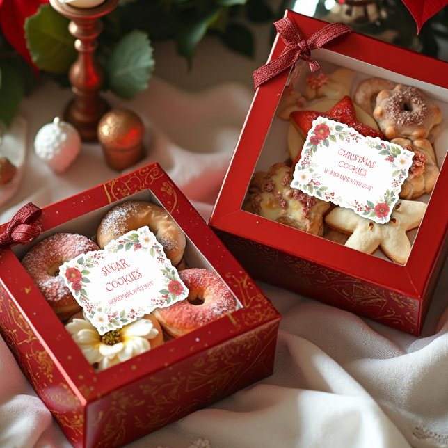 Elegant Christmas Frame For Cookies Exchange Sticker (Charming Elegant Christmas Frame For Cookies Exchange Party Stickers.)