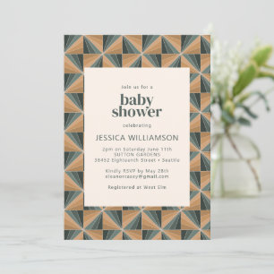 Elegant Christmas Geometric Green Baby Shower Invitation