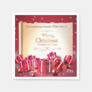 Elegant Christmas Gift Boxes Red Silver Holiday Napkins