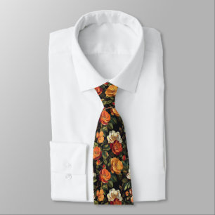 Elegant Christmas Gift For Boyfriend Rose Flower Neck Tie