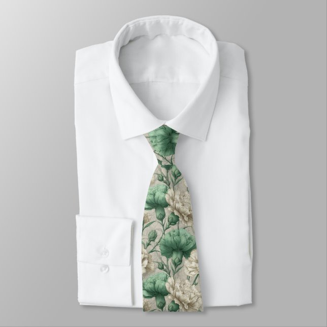 Elegant Christmas Gift For Dad Carnation Neck Tie (Tied)