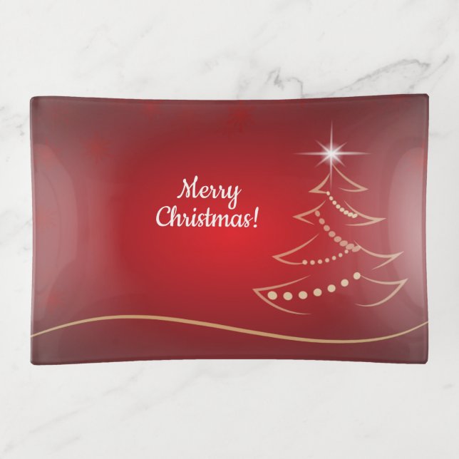 Elegant Christmas Glass Trinket Trays (Front)