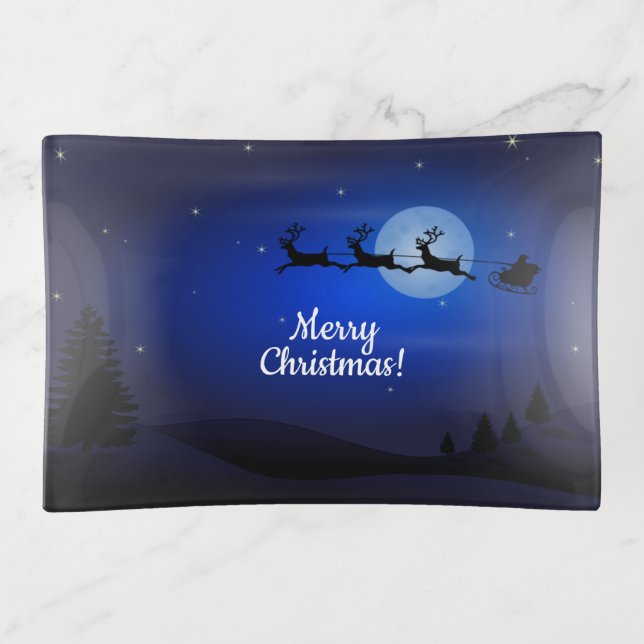 Elegant Christmas Glass Trinket Trays (Front)
