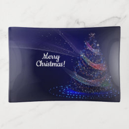 Elegant Christmas Glass Trinket Trays