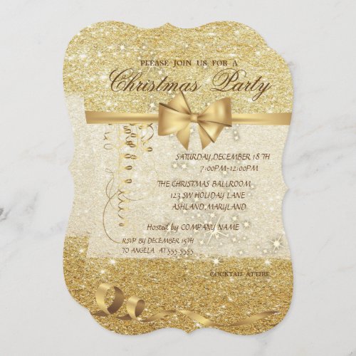 Elegant ChristmasGlittery Corporate Party Invitation