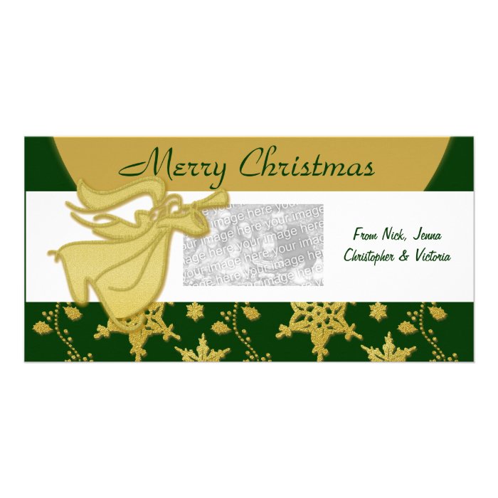 Elegant Christmas gold angel holiday greeting Photo Card