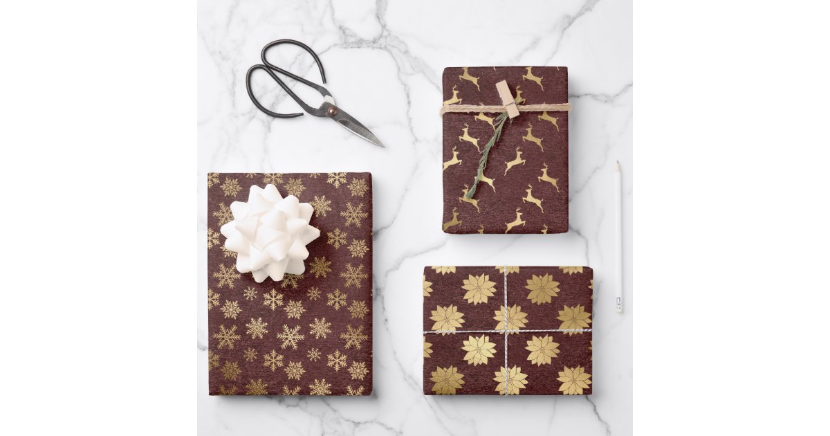 Elegant Christmas gold & white pattern Wrapping Paper Sheets, Zazzle