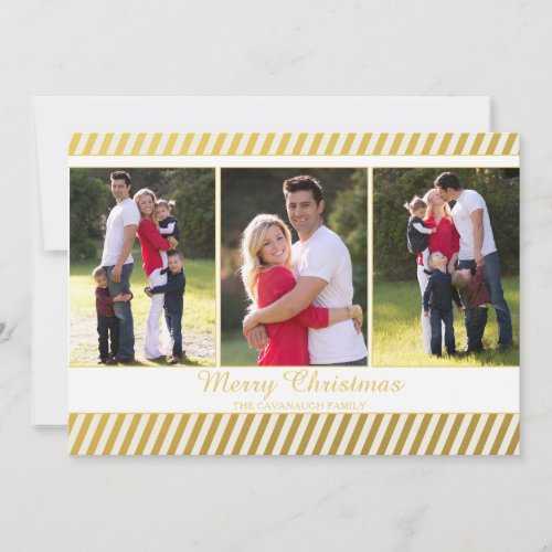 Elegant Christmas Gold Foil Stripe Holiday Photo