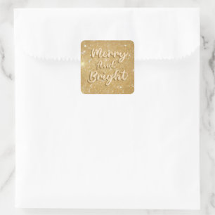Elegant Christmas gold glitter Square Sticker