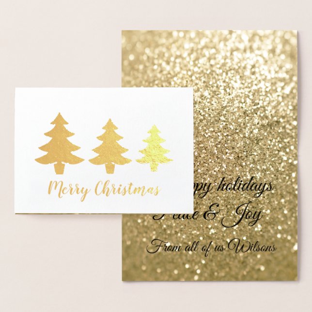 Elegant Christmas gold glittery sparkles Foil Card (Display)
