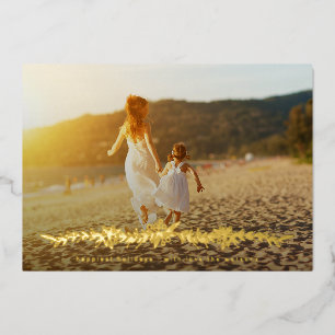 Elegant Christmas GOLD Mistletoe Photo Foil Holiday Card