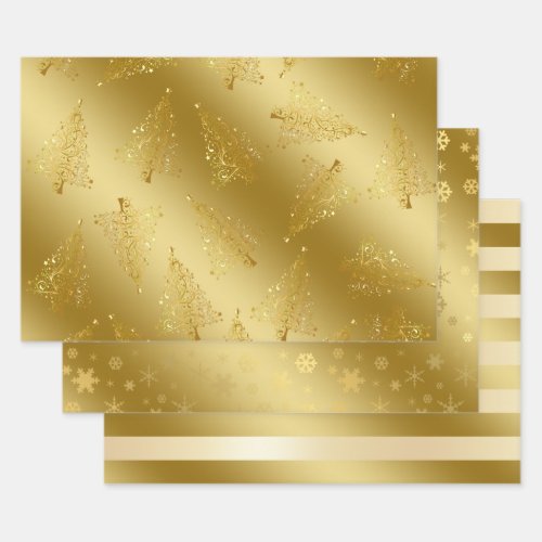 Elegant Christmas gold pattern   Wrapping Paper Sheets
