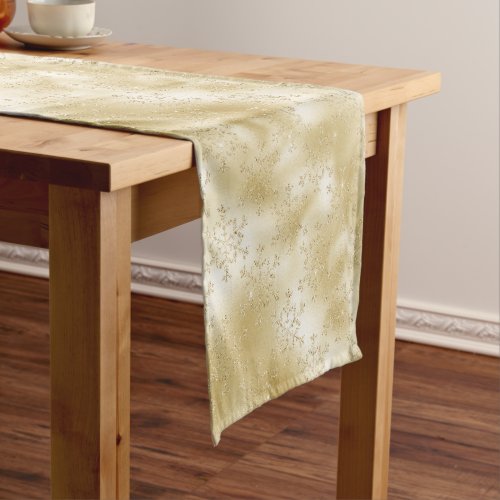 Elegant Christmas Gold Snowflake Pattern Short Table Runner