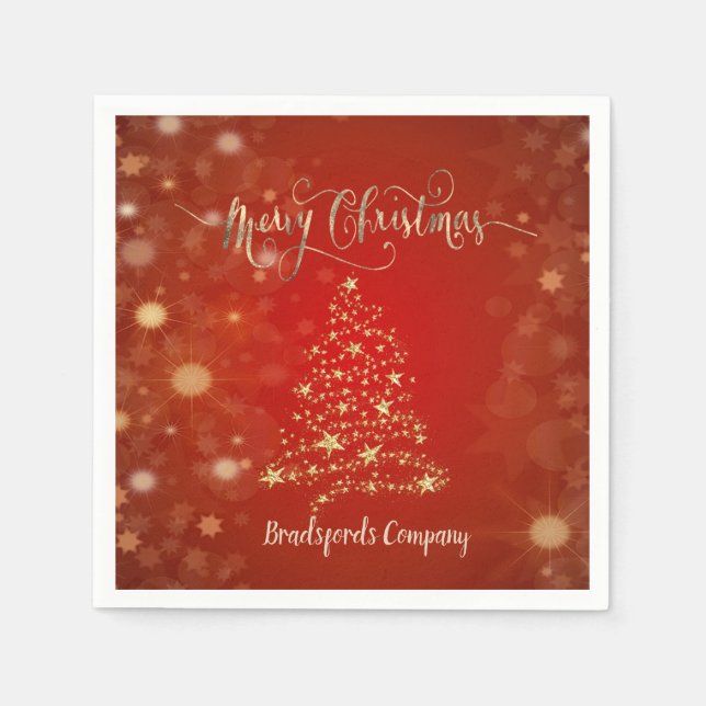 Elegant Christmas Gold Tree Napkins (Front)